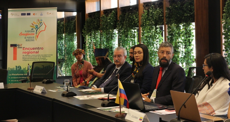 Indigenous leaders and OTCA member countries' representatives at a meeting in Brasilia